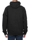 Brushed Cotton Fleece Garment Dyed Hooded Zip Up Black - STONE ISLAND - BALAAN 6