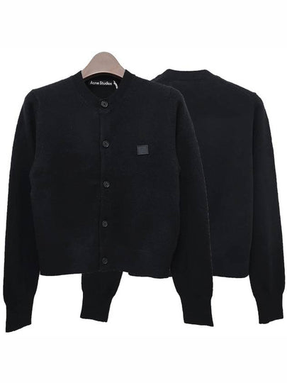 Face Patch Crop Cardigan Black - ACNE STUDIOS - BALAAN 2