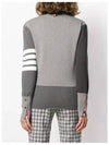 Women Diagonal V-neck Fun Mix Cardigan Grey - THOM BROWNE - BALAAN 6