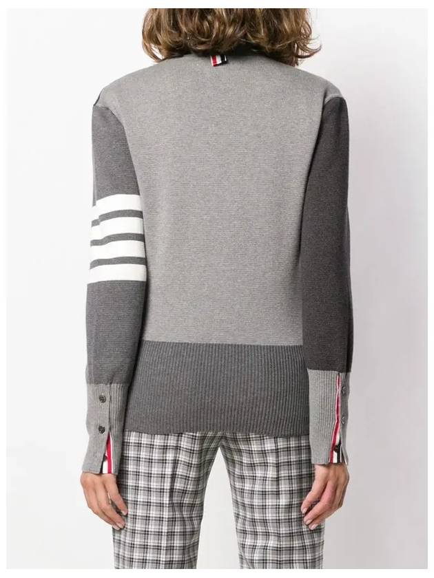 Women Diagonal V-neck Fun Mix Cardigan Grey - THOM BROWNE - BALAAN 6