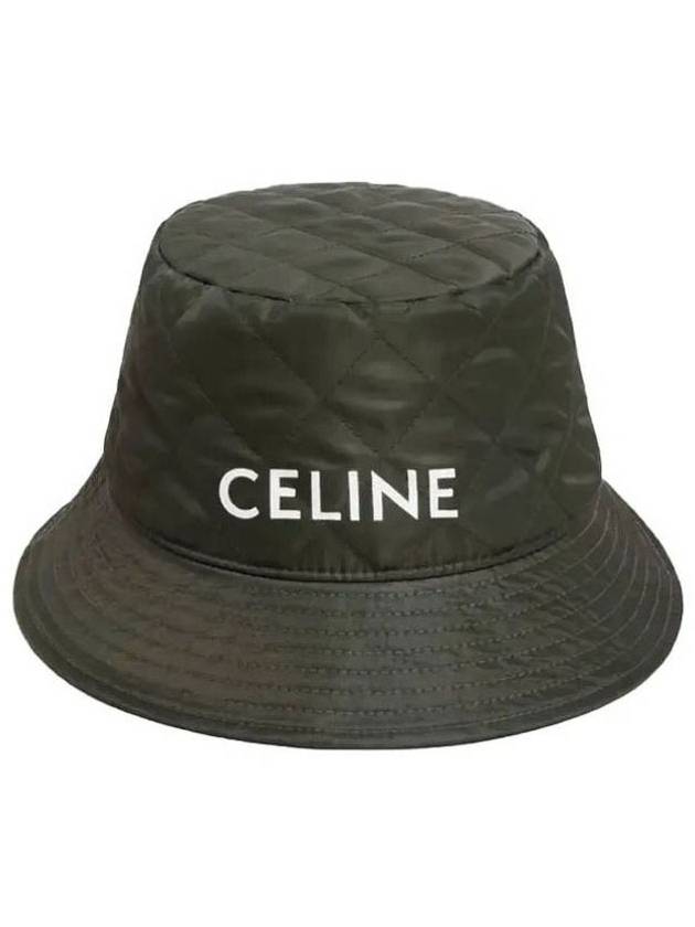 Logo Quilted Nylon Twill Bucket Hat Forest - CELINE - BALAAN 3