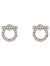 Gancini Crystal Large Earrings Silver - SALVATORE FERRAGAMO - BALAAN 3