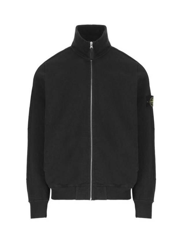 Cotton Zip-Up Jacket Black - STONE ISLAND - BALAAN 1