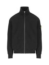 Cotton Zip-Up Jacket Black - STONE ISLAND - BALAAN 1