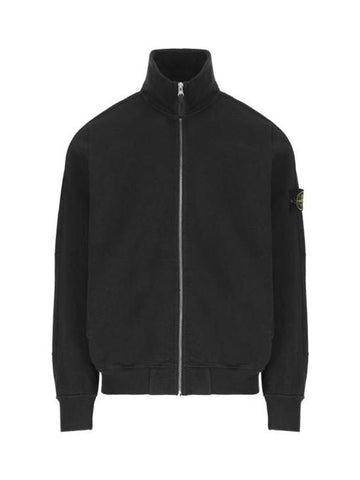 Cotton Zip-Up Jacket Black - STONE ISLAND - BALAAN 1