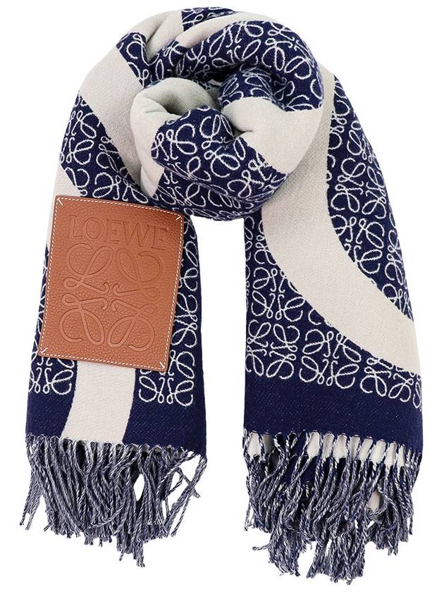 Anagram Blanket Muffler Navy Blue - LOEWE - BALAAN 2