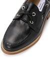 Men's Vitello Calf Leather Boat Shoes Black - THOM BROWNE - BALAAN 8