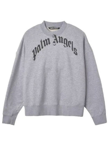 Curve Logo Sweatshirt Gray Black T Shirt - PALM ANGELS - BALAAN 1