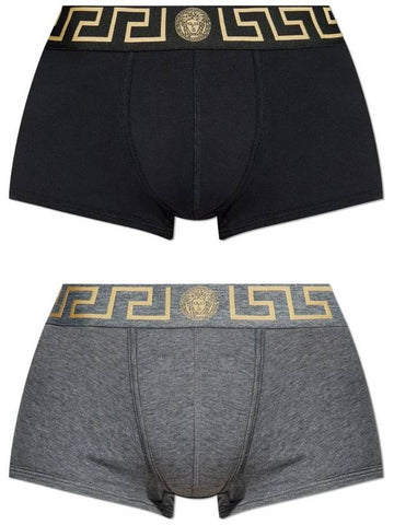 Medusa Banding Logo Briefs 2-Pack Set Black Grey - VERSACE - BALAAN 1