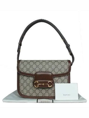 602204 GG Supreme Canvas Brown Leather 1955 Gold Horsebit Shoulder and Cross Bag - GUCCI - BALAAN 1