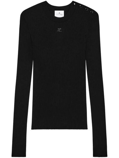 Shoulder Snap Rib Knit Top Black - COURREGES - BALAAN 2