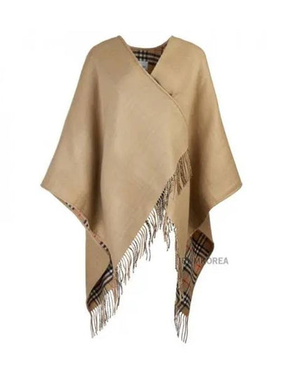 Women's Check Reversible Wool Cape Beige - BURBERRY - BALAAN 2