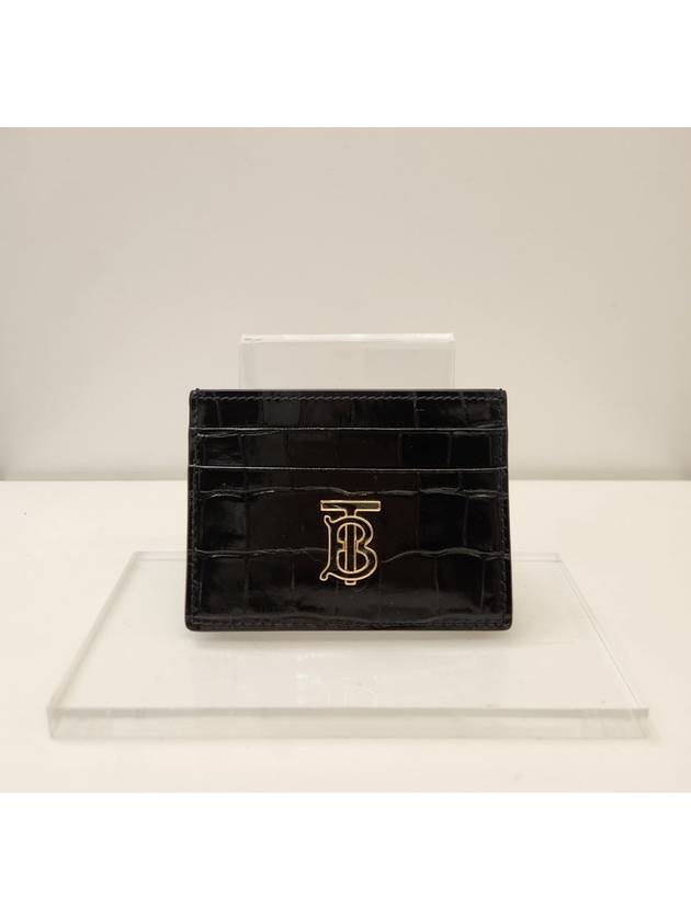 TB Embossed Logo Leather Card Wallet Black - BURBERRY - BALAAN 2