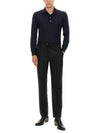 Knit Wool Long Sleeve Polo Shirt Navy - TOM FORD - BALAAN 3