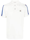 Stripe Trimming Logo Short Sleeve Polo Shirt White - MONCLER - BALAAN 1