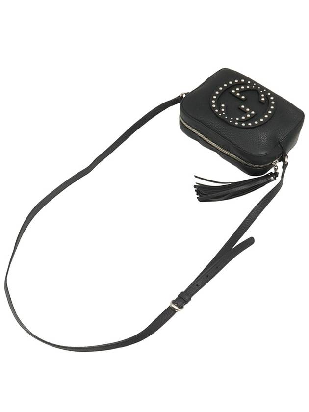 Black leather silver stud Soho small tassel disco cross bag 308364 - GUCCI - BALAAN 6