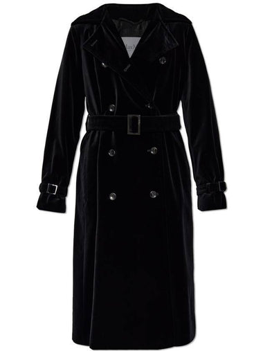 Women s Lana Belur Velvet Trench Coat Black - MAX MARA - BALAAN 1