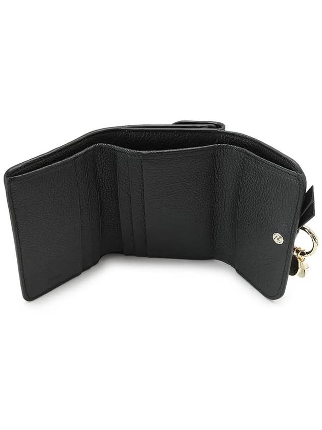 Alphabet Grain Leather Flap Small Half Wallet Black - CHLOE - BALAAN 5