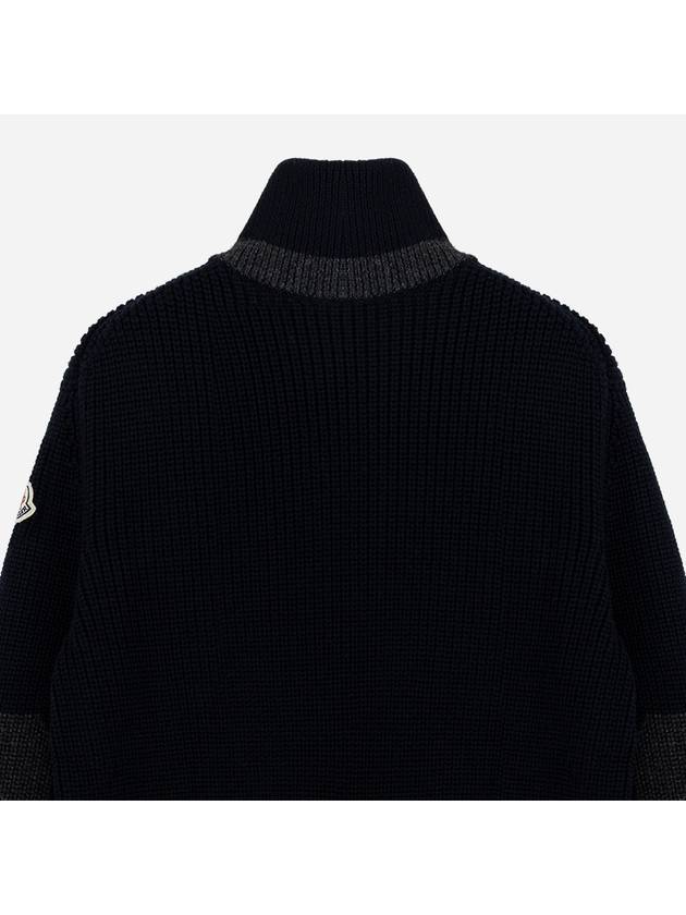 patch pocket wool padded cardigan navy blue - MONCLER - BALAAN 7