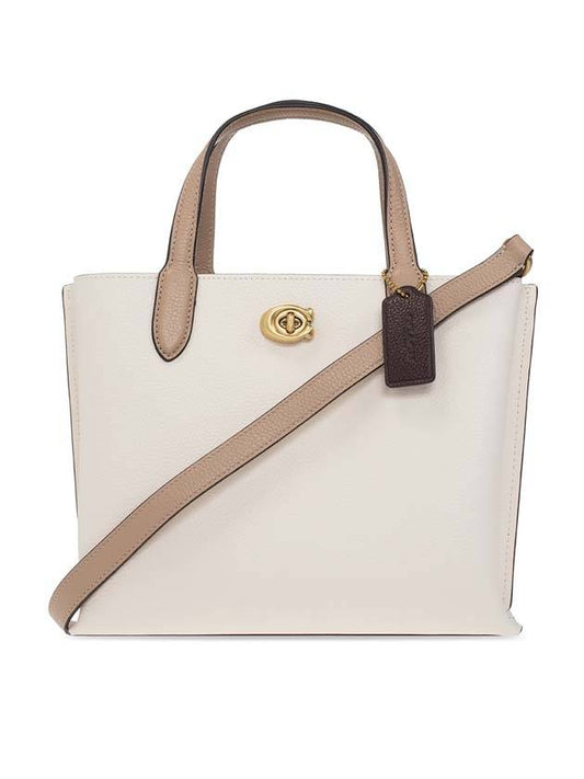 Wallow 24 in Color Block Tote Bag Beige - COACH - BALAAN 1