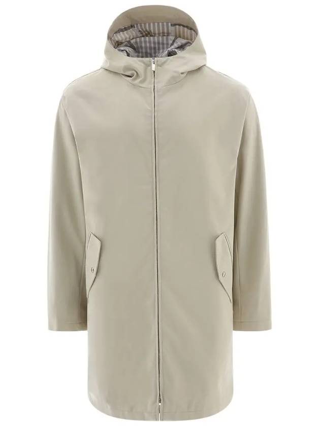 Waterproof Cotton Twill T-Dart Hooded Jacket Khaki - THOM BROWNE - BALAAN 3