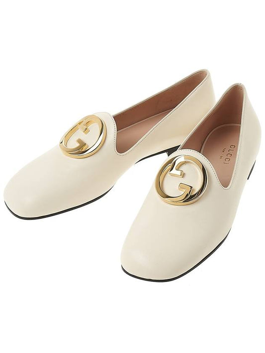 Blondie Round Interlocking G Leather Flat White - GUCCI - 2