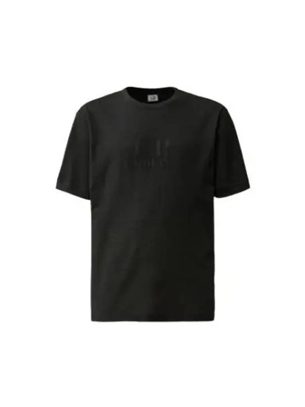 Piquet Waffle Logo Short Sleeve T-Shirt Black - CP COMPANY - BALAAN 2