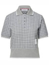 Checked Tweed Shrunken Short Sleeve Polo Grey - THOM BROWNE - BALAAN 2