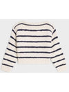 Boat Neck Striped Cashmere Knit Top Off White Navy - CELINE - BALAAN 2