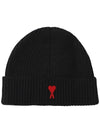 Heart Logo Wool Beanie Black - AMI - BALAAN 3