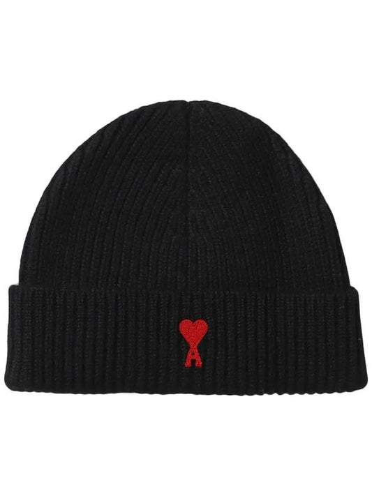 Heart Logo Wool Beanie Black - AMI - BALAAN 2