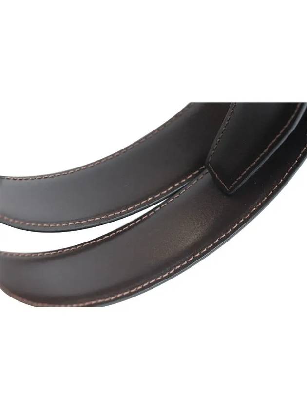 Horseshoe Buckle 30mm Reversible Leather Belt Black Brown - MONTBLANC - BALAAN.