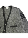 Men's Jersey Stitch Mohair Tweed 4 Lines V-Neck Cardigan Grey - THOM BROWNE - BALAAN 4