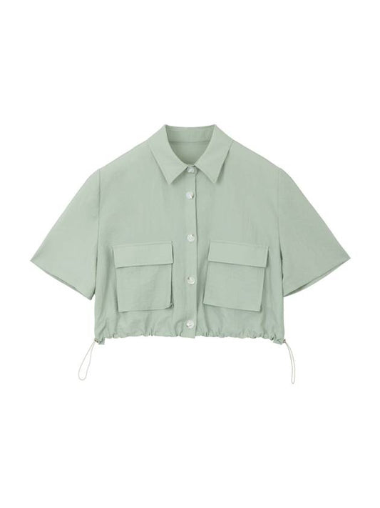 Colin Casual Big Pocket String Crop Short Sleeve Shirt Jacket Mint COLIN56M - RAMUSTUDIO - BALAAN 1