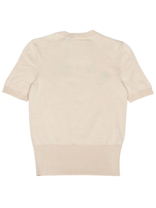 Logo Intarsia Short Sleeve Knit Top Beige - PATOU - BALAAN 3