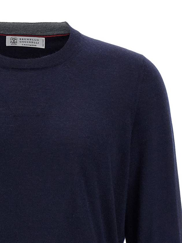 Wool Cashmere Knit Top Navy - BRUNELLO CUCINELLI - BALAAN 4