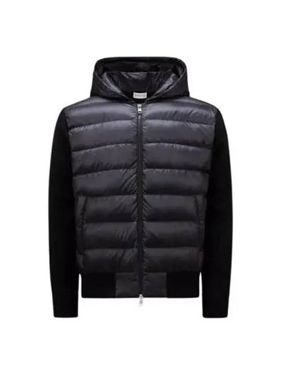 Quilted Wool Cardigan Black - MONCLER - BALAAN 2