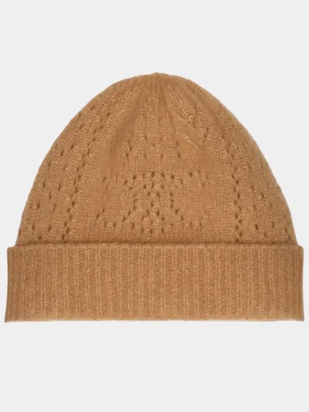 Cashmere Silk Pointelle Beanie Camel - CELINE - BALAAN 2