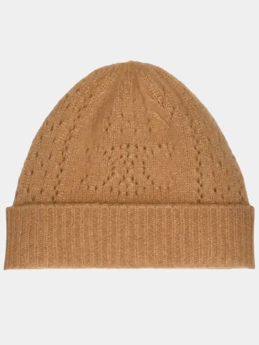 Cashmere Silk Pointelle Beanie Camel - CELINE - BALAAN 2