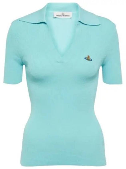 Marina Polo Knit Top Blue - VIVIENNE WESTWOOD - BALAAN 2