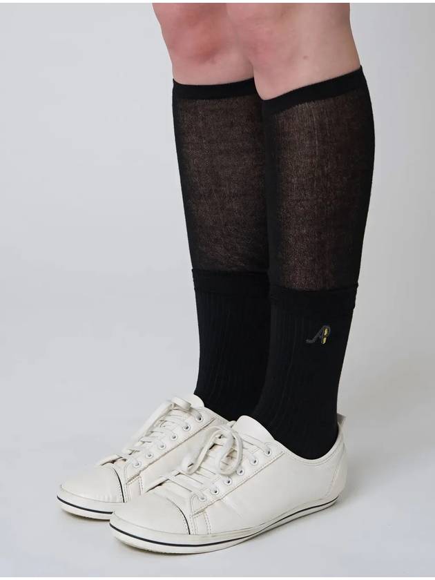 AW41AS02 Double layer knee socks_black - ATHPLATFORM - BALAAN 1