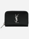 Monogram Zipper Silver Card Wallet Black - SAINT LAURENT - BALAAN 2