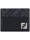 FF Square Leather Card Wallet Black - FENDI - BALAAN 1