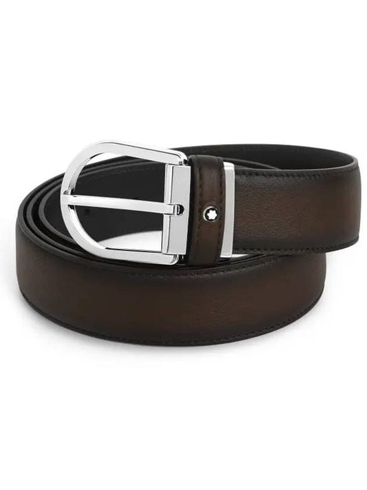 Men's Horsebit Buckle Classic Leather Belt Black - MONTBLANC - BALAAN 2