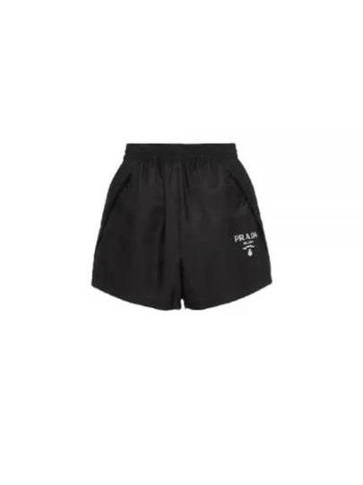 Logo Print Shorts Black - PRADA - BALAAN 2