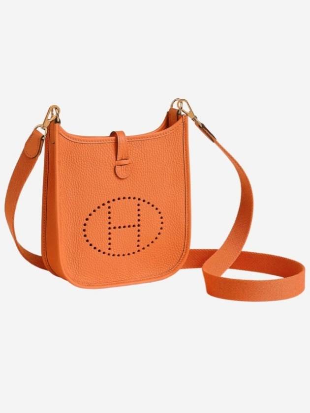 Mini Evelyn TPM 16 Orange goldplated Clemence leather Evelyn Mini B engraved - HERMES - BALAAN 4