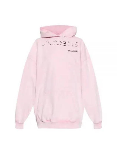 Logo Oversized Cotton Hoodie Pink - BALENCIAGA - BALAAN 2