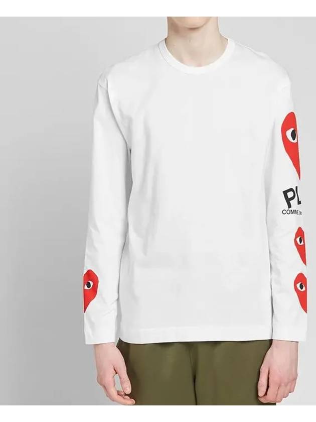 Men's Side Multi-Heart Long Sleeve T-Shirt White - COMME DES GARCONS PLAY - BALAAN 5