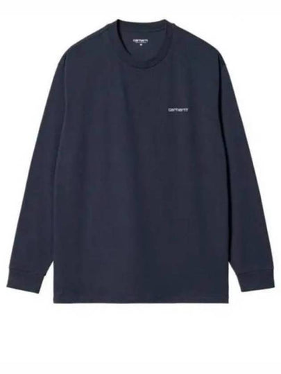 Script Embroidery Long Sleeve T-Shirt Blue - CARHARTT WIP - BALAAN 2