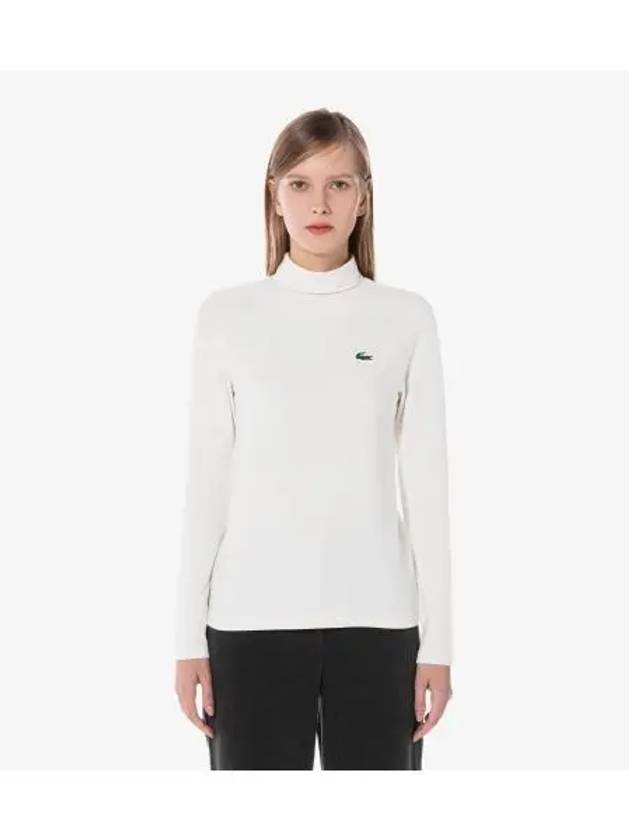 Women s Turtleneck Long Sleeve T Shirt Cream - LACOSTE - BALAAN 1